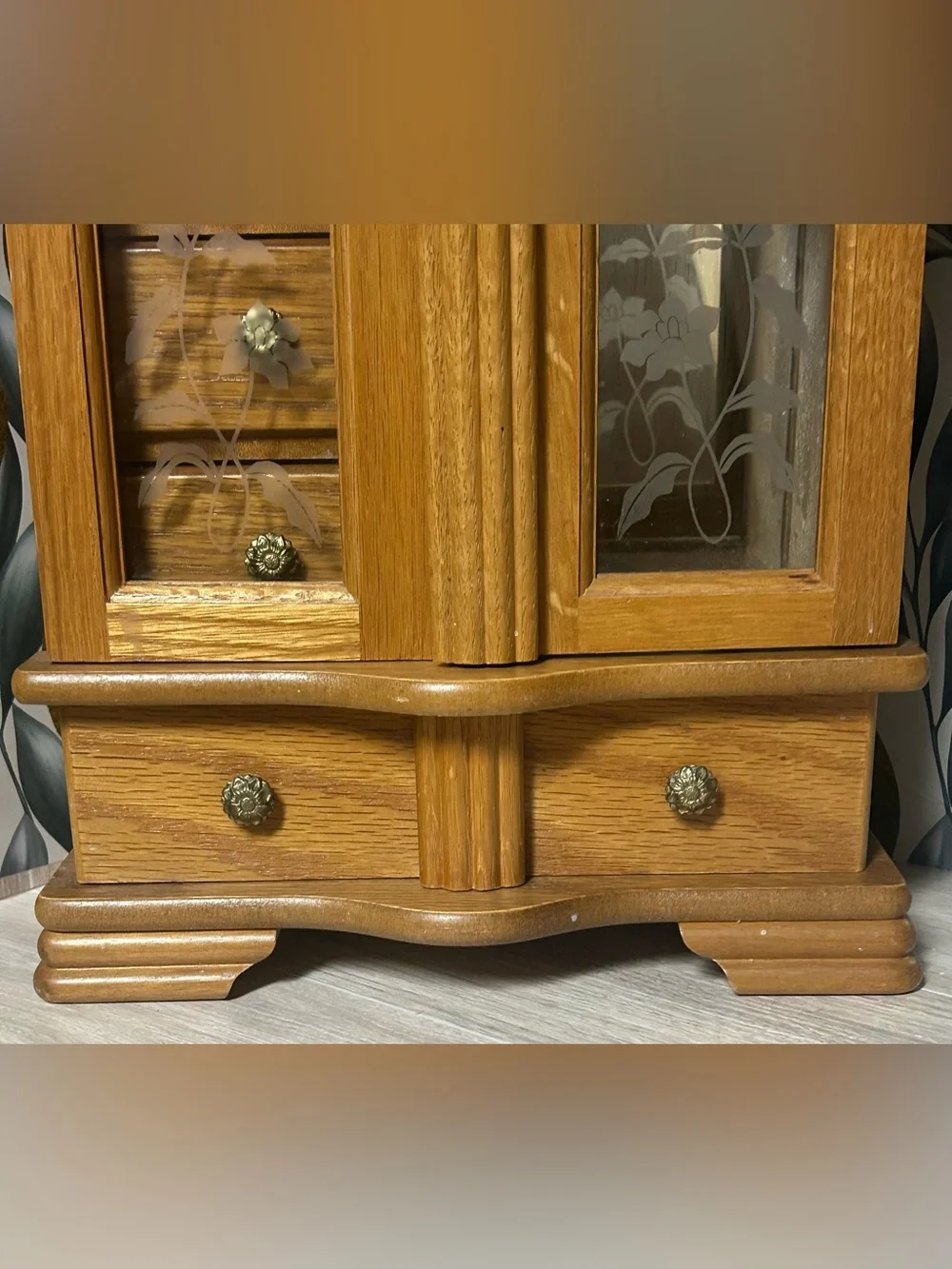 Vintage Wood Jewelry Armoire